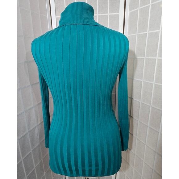 Ashley Stewart Women Teal Ribbed Knit Turtleneck Sweater Shirt Plus Size: 10/12 - Picture 6 of 6